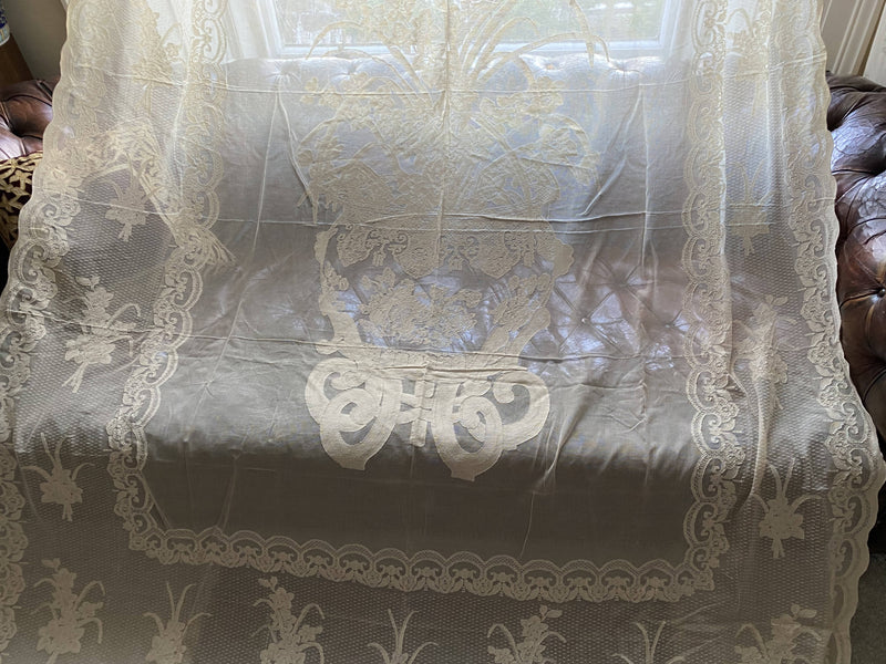 Antoinette" Versailles Style Cream pure Cotton Madras Lace Curtain Panel- 66" x 120" 320cm