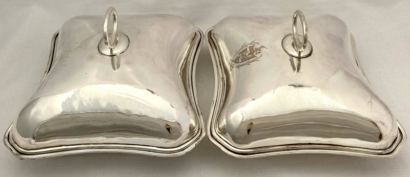 Georgian, George III, Pair of Old Sheffield Plate Entree Dishes, Arms of Welby. Circa 1790 - 1810.