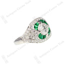 Handmade Platinum Emerald & Diamond Cluster Ring