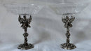Early Victorian Pair of Silver Plated Pedestal Comport Stands with Etched Glass Dishes. Elkington & Co. 1847