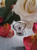 New AA Canadian Ammolite Natural Cambodian Zircon Ring in Platinum Overlay Sterling Silver