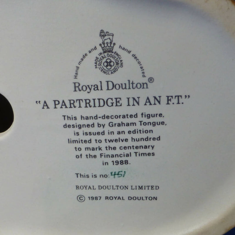 Royal Doulton Limited Edition 'A Partridge in an FT' (Boxed)