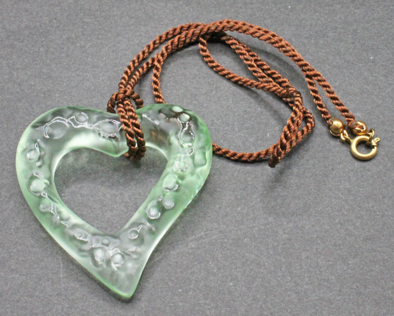Baccarat green crystal heart pendant/necklace