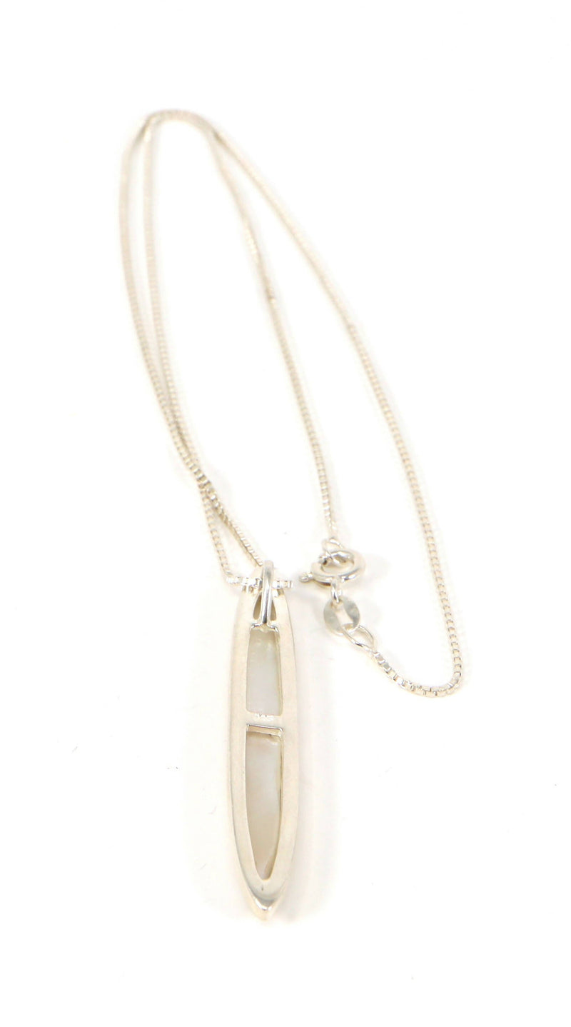 Vintage Silver & Mother of Pearl Pendant & Chain