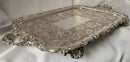 Georgian, George IV period, twin handled Old Sheffield Plate serving tray on four ornate feet. Circa 1820 - 1830.