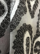 Striking contemporary Paisley Black Cotton madras Lace Curtain Panel 66"/120"