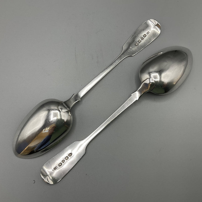 Pair of early Victorian silver tablespoons