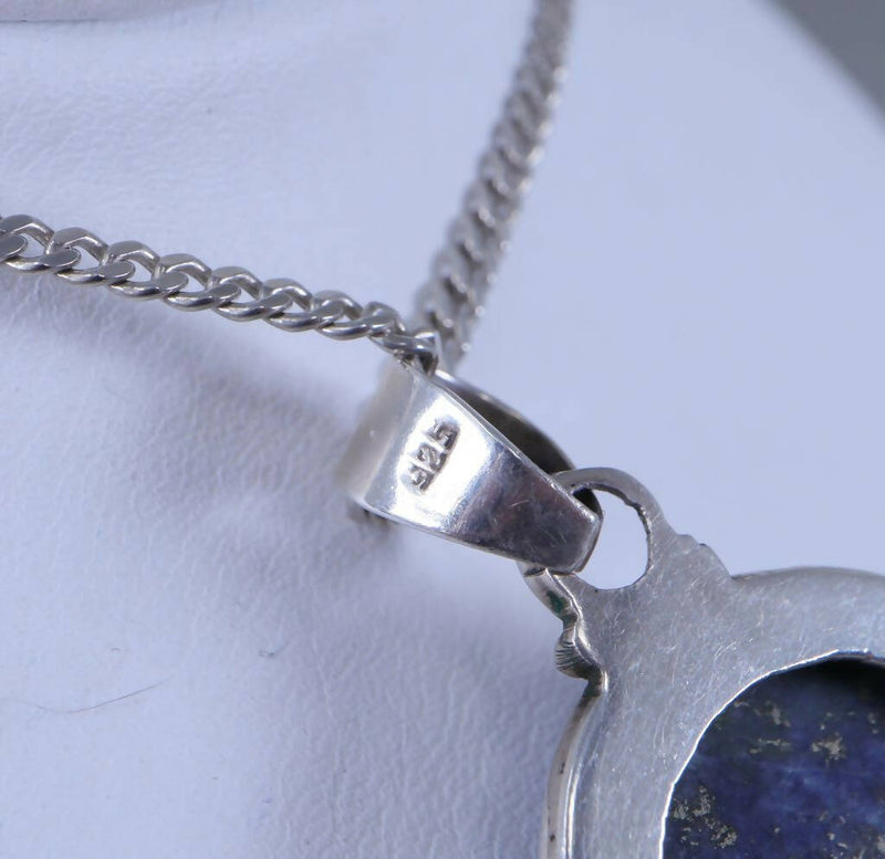 Vintage Silver and Lapis Lazuli Statement pendant & Chain