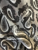 Striking contemporary Paisley Black Cotton madras Lace Curtain Panel 66"/120"