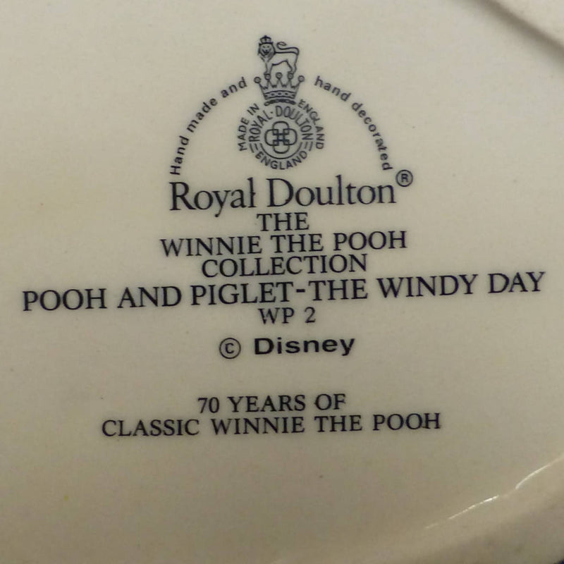 Royal Doulton Winnie The Pooh Figurine Pooh and Piglet The Windy Day WP2 (70th Anniversary Backstamp) (Boxed)