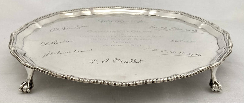 George V Silver Salver. Lieut. General Rimington, Indian Cavalry Corps. Sheffield 1915 Goldsmiths & Silversmiths Co. 28 troy ounces.