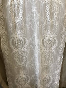 Leila Victorian design cream cotton lace curtain panel 36" x 84" long