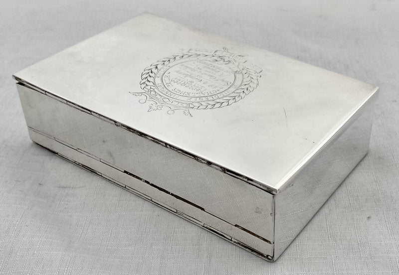 Large Regimental Silver Plated Sandwich Box; 39th Middlesex Finsbury Rifles.