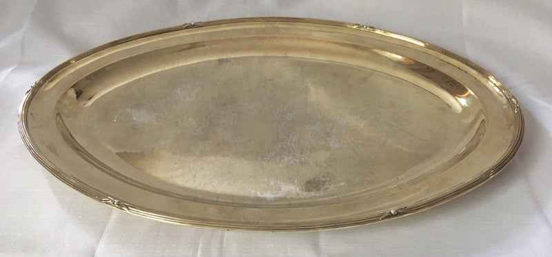 Georgian, George III, crested silver gilt meat tray and meat dish. London 1785 James Young. 123.8 troy ounces.