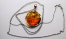 New Stunning Amber Pendant and 28 inch Sterling Silver Chain