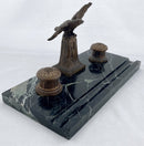 French Empire Style Gilt Metal & Portoro Marble Inkstand, After L&F Moreau.