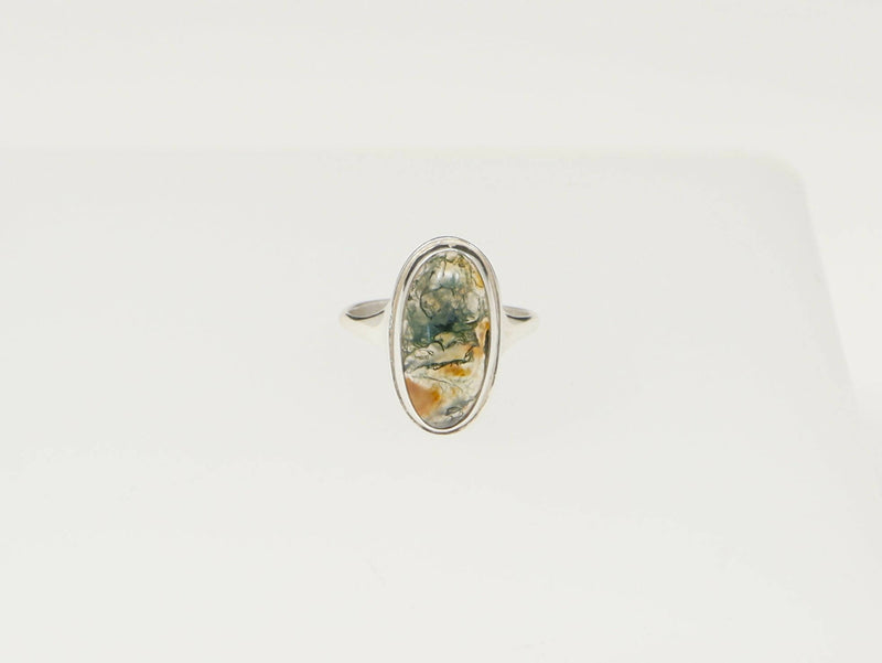 Vintage Silver and Moss Agate Ring