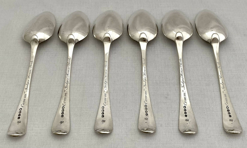 George III Six Silver Tablespoons for The Judges House York. London 1806 Eley & Fearn. 14.8 troy ounces.