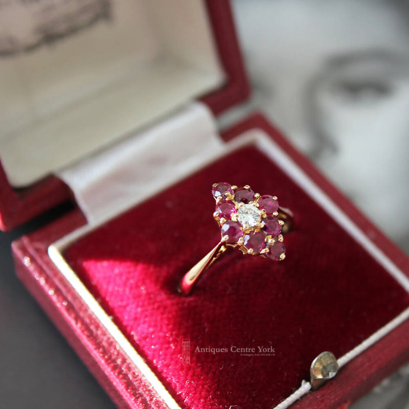 1970's 18ct Ruby & Diamond Cluster Ring