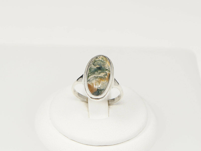 Vintage Silver and Moss Agate Ring