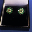 Silver Emerald Stud Earrings