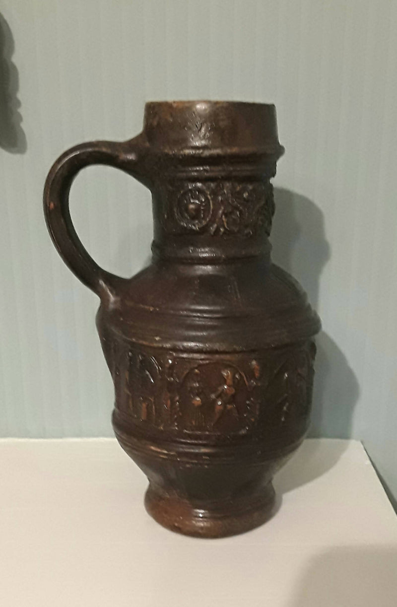 An Elizabethan Period ,Decorated Stoneware Baluster Drinking Jug.