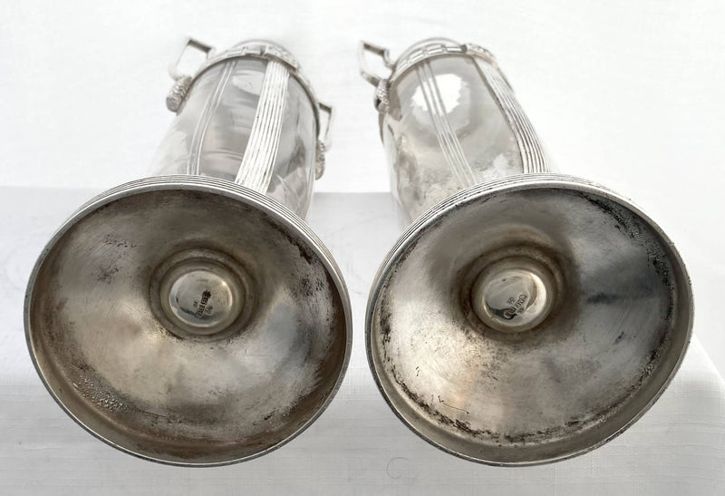 Pair of Art Deco WMF silver plated and glass vases.
