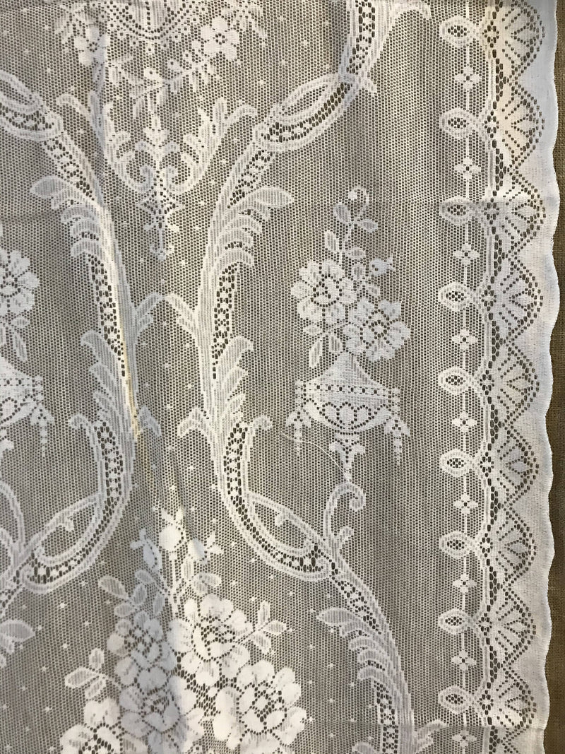 Victorian period design cream cotton lace curtain panel ready to hang