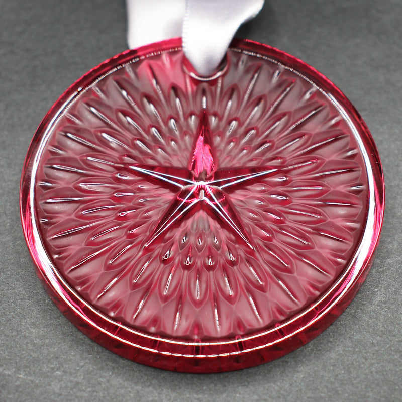 New Lalique: 2023 Red crystal “Plumes” Christmas ornament