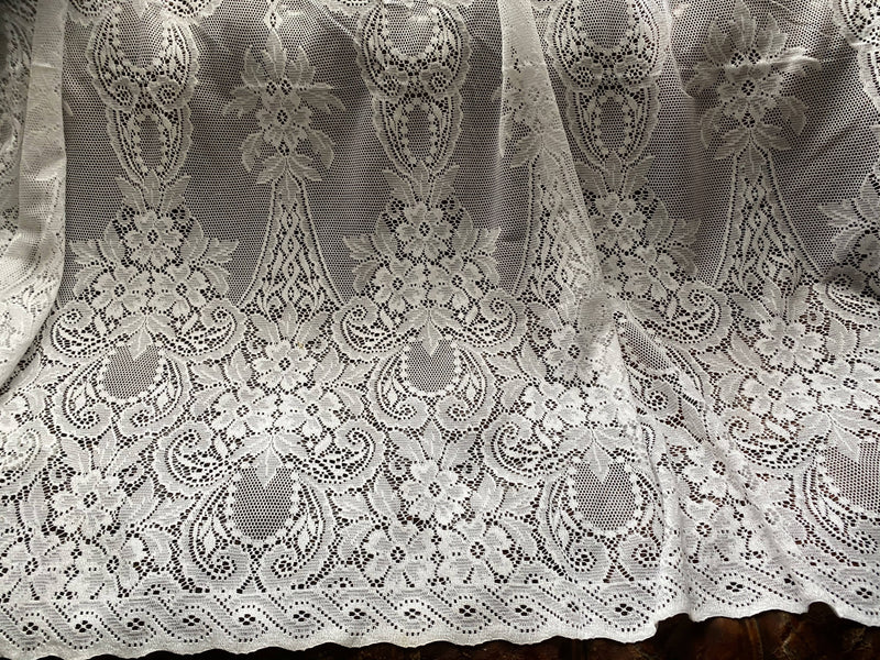 Victorian period design white cotton lace curtain 58”/104”