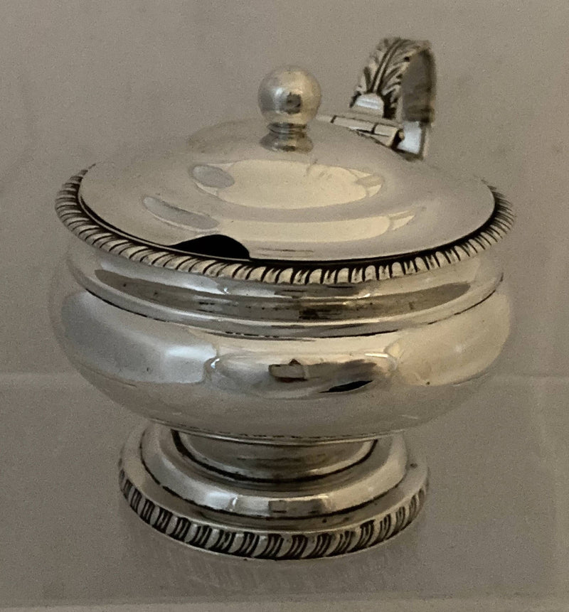 Georgian, George III, Silver Pedestal Mustard Pot & Liner. London 1816. 3.8 troy ounces.