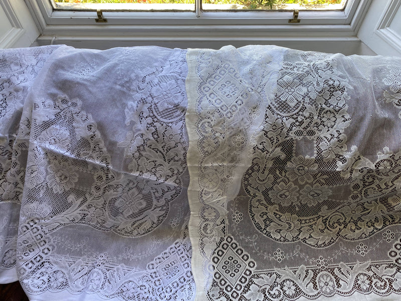 "Jessica" Victorian Style Cream Cotton Lace Curtain Panel Ready To Hang - 36" x 36" 90 x 91cms