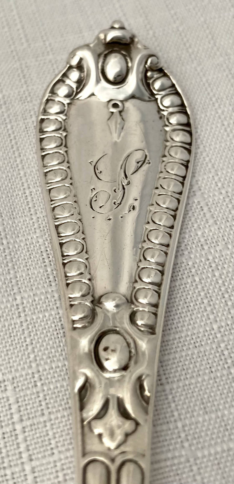 Victorian Set of Six Silver Dessert Spoons. London 1858 George Adams of Chawner & Co. 9.6 troy ounces.