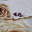18ct White Gold Heart Cut Amethyst Earrings