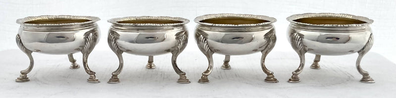 Georgian, George III, set of four silver salts. London 1792 Peter & Ann Bateman. 6 troy ounces.