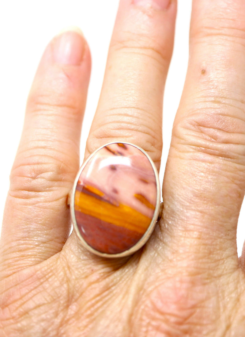 Vintage Silver Banded Agate Statement ring