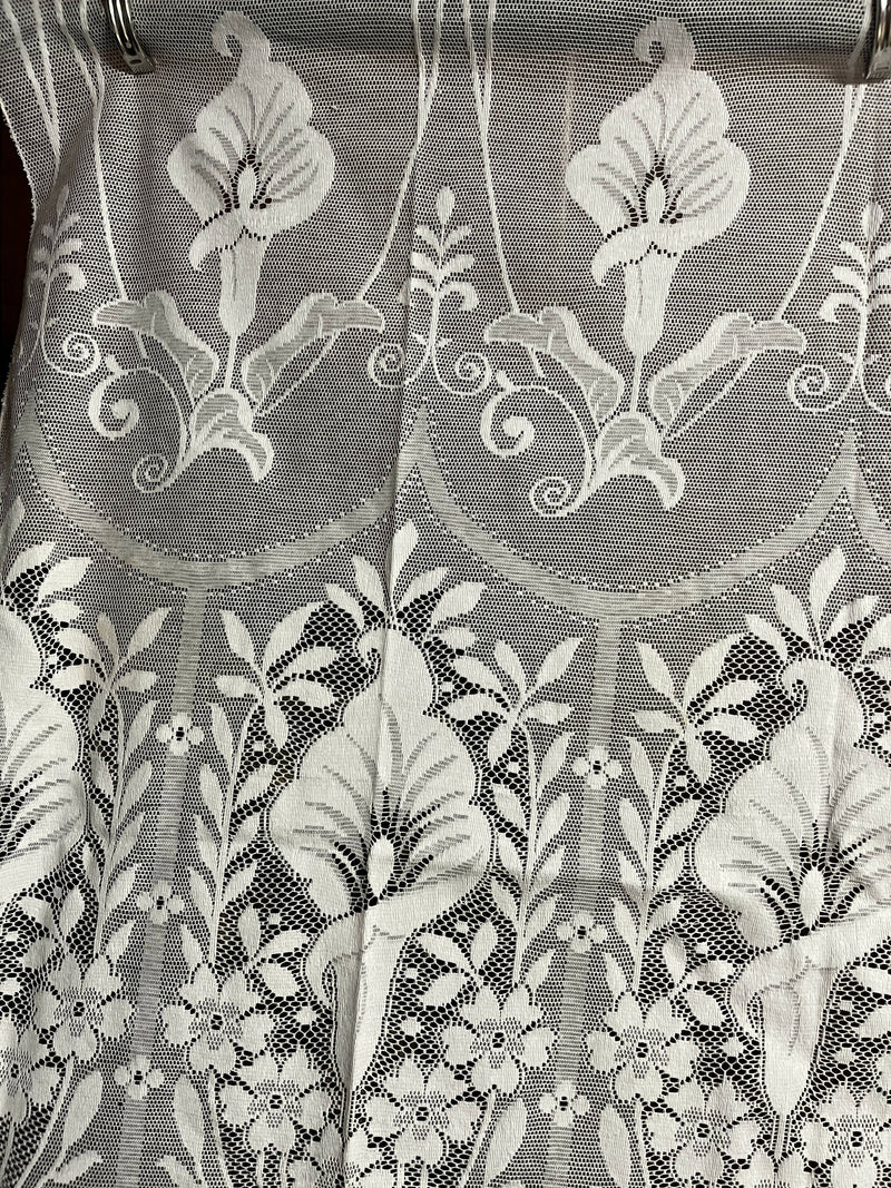 Anthurium Art Deco Floral Design Lace Panel Remnant to finish in Pure White 56"/31"Size: Width:56" 142cm Length:31" 81 cm