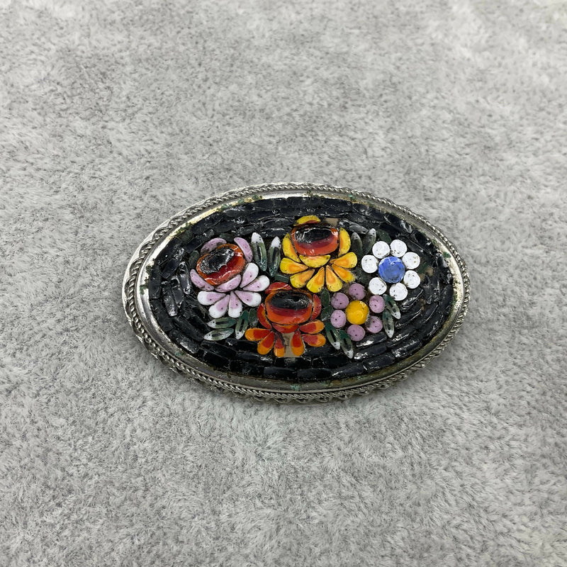 Vintage micromosaic brooch