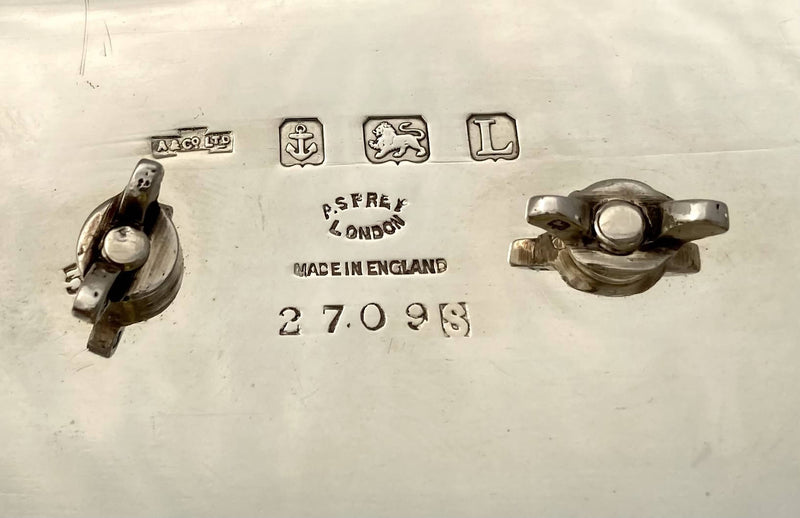 George V Silver Inkstand. Birmingham 1935 Asprey & Co. Ltd. 33.8 troy ounces.