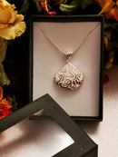 New 925 Sterling Silver Fan Necklace 16"