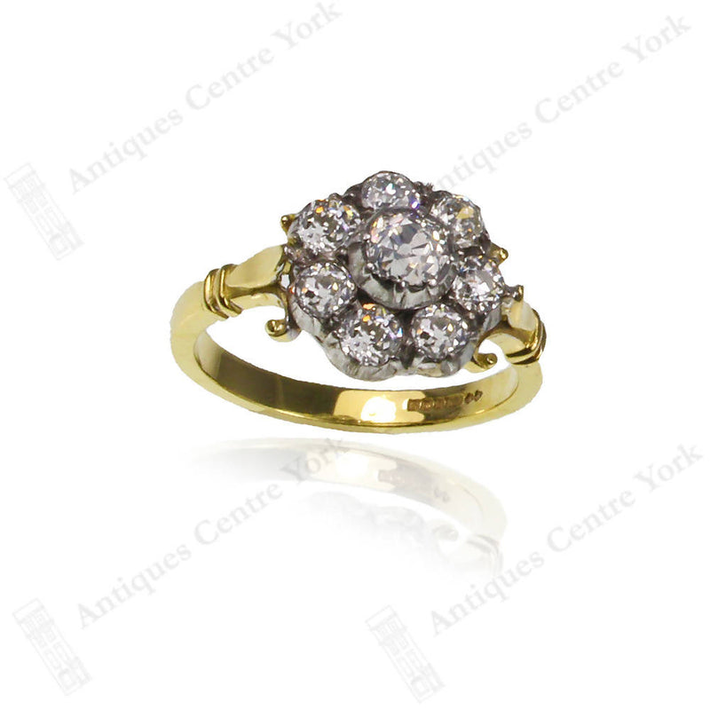 18ct Old Cut Diamond Cluster Ring 1.35cts