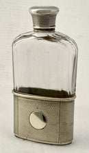 Edwardian Silver Plate & Faceted Glass Hip Flask. Asprey of Bond Street.