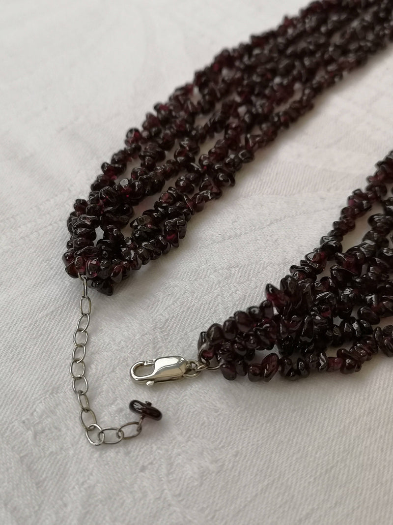 A Vintage Garnet Necklace with silver clasp