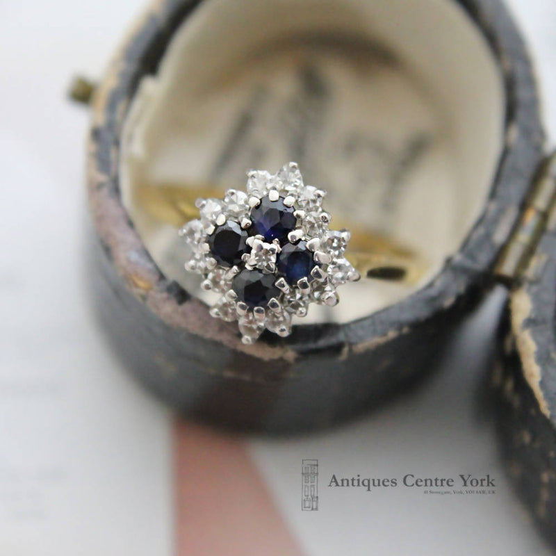 18ct Sapphire & Diamond Cluster Ring