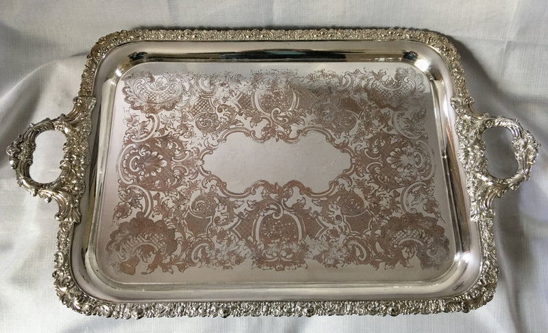 Georgian, George IV period, Sheffield Plated twin handled serving tray. Circa 1830.