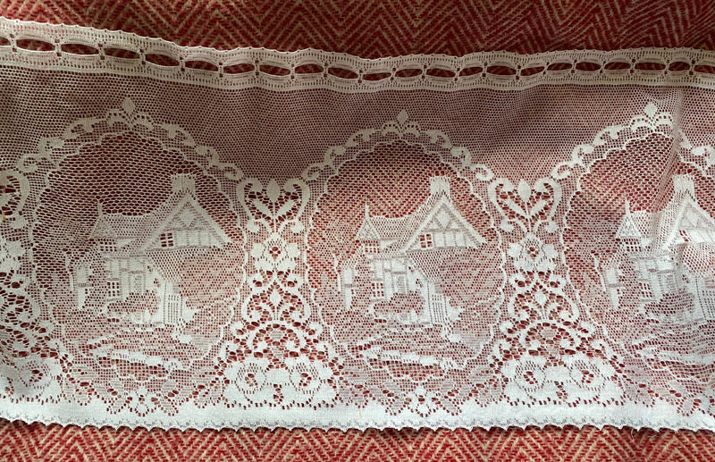Country cottages Antique Style White Scottish Cotton Lace Valance Curtain Panel - 17" drop by the metre