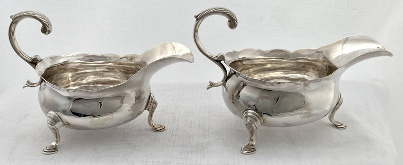 Georgian, George II, Pair of Silver Sauce Boats. London 1745 David Hennell I. 12 troy ounces.