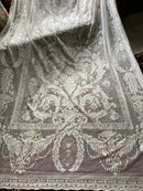 Beautiful Antique Elaborate Design white Cotton cotton lace Curtain Panel -175/320cms