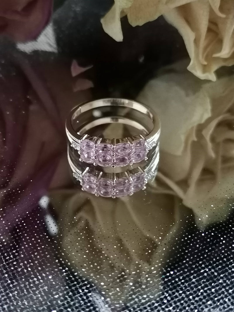 Pink Sapphire & Zircon 9k Gold Ring N/O