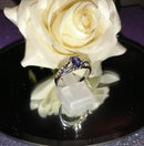 New Tanzanite & Zircon Rhodium Overlay 925 Sterling Silver - Size N